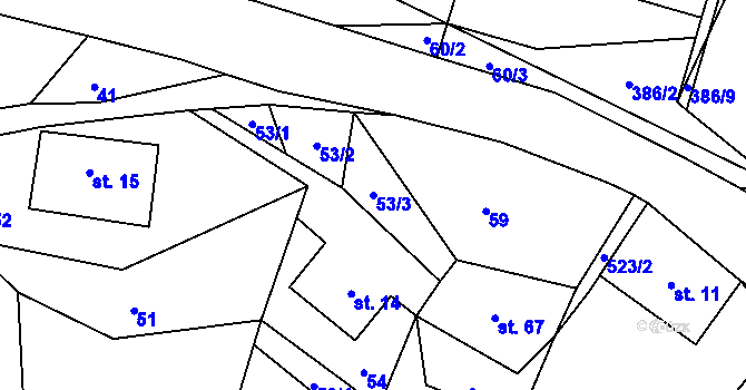Parcela st. 53/3 v KÚ Bukovina u Čisté, Katastrální mapa