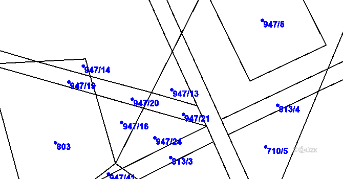 Parcela st. 947/13 v KÚ Bukovina u Čisté, Katastrální mapa