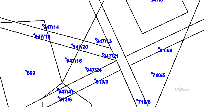 Parcela st. 947/21 v KÚ Bukovina u Čisté, Katastrální mapa