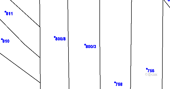 Parcela st. 800/3 v KÚ Bukovina u Čisté, Katastrální mapa