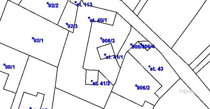 Parcela st. 41/1 v KÚ Bukovina u Pecky, Katastrální mapa