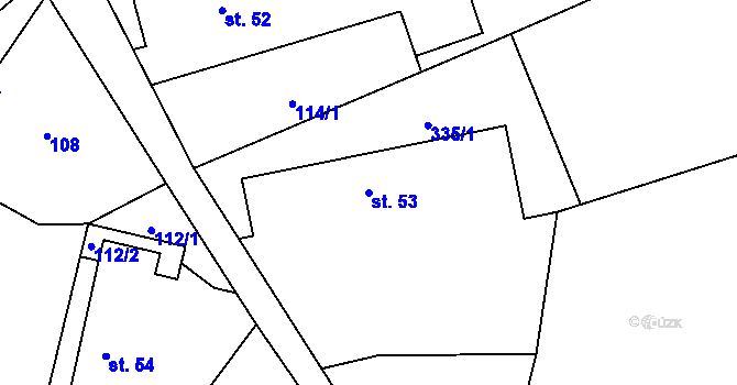 Parcela st. 53 v KÚ Bukovina u Pecky, Katastrální mapa