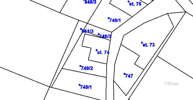 Parcela st. 74 v KÚ Bukovina u Pecky, Katastrální mapa