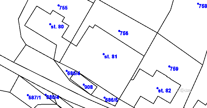Parcela st. 81 v KÚ Bukovina u Pecky, Katastrální mapa