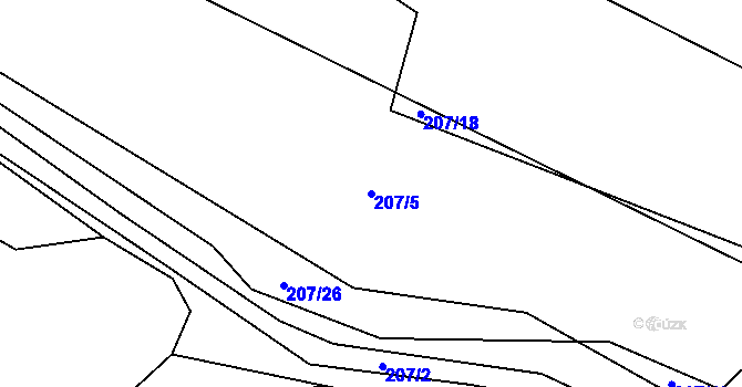 Parcela st. 207/5 v KÚ Bukovina u Pecky, Katastrální mapa