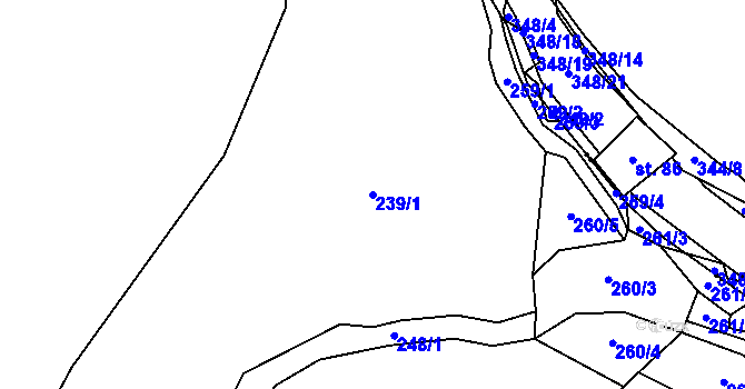 Parcela st. 239/1 v KÚ Bukovina u Pecky, Katastrální mapa