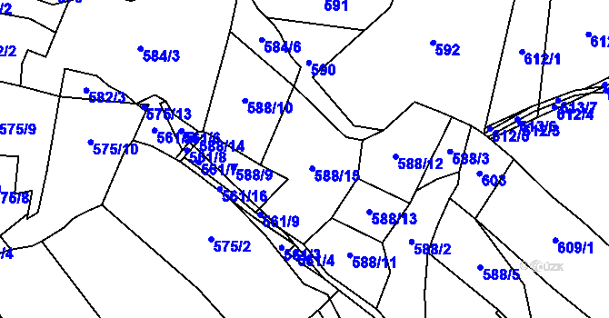 Parcela st. 588 v KÚ Bukovina u Pecky, Katastrální mapa