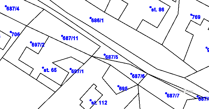 Parcela st. 687/5 v KÚ Bukovina u Pecky, Katastrální mapa