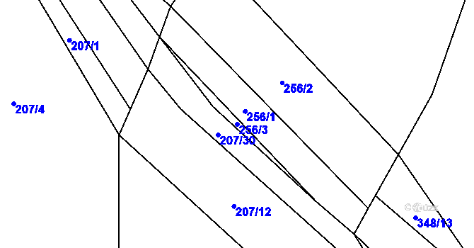 Parcela st. 256/3 v KÚ Bukovina u Pecky, Katastrální mapa