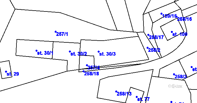Parcela st. 30/3 v KÚ Bukovinka, Katastrální mapa