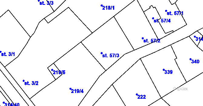Parcela st. 57/3 v KÚ Bukovinka, Katastrální mapa