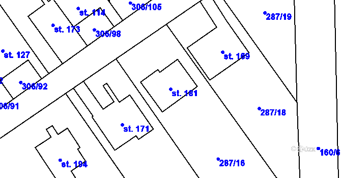 Parcela st. 181 v KÚ Bukovinka, Katastrální mapa