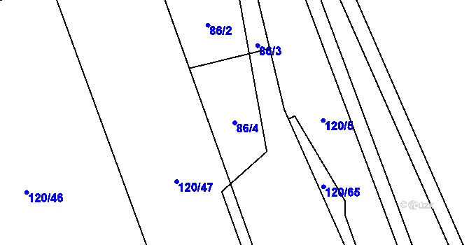 Parcela st. 86/4 v KÚ Bukovinka, Katastrální mapa