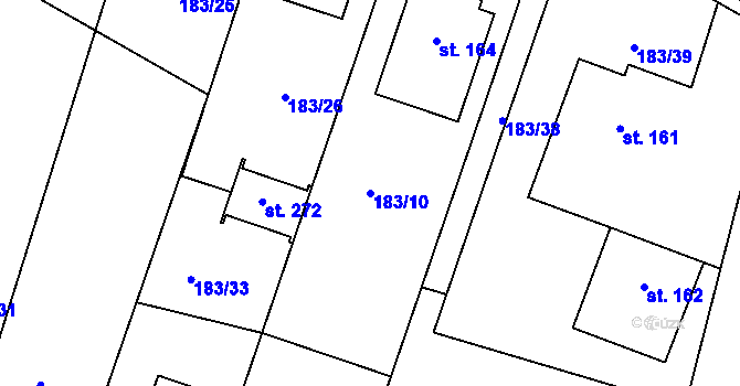 Parcela st. 183/10 v KÚ Bukovinka, Katastrální mapa