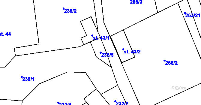 Parcela st. 235/5 v KÚ Bukovinka, Katastrální mapa