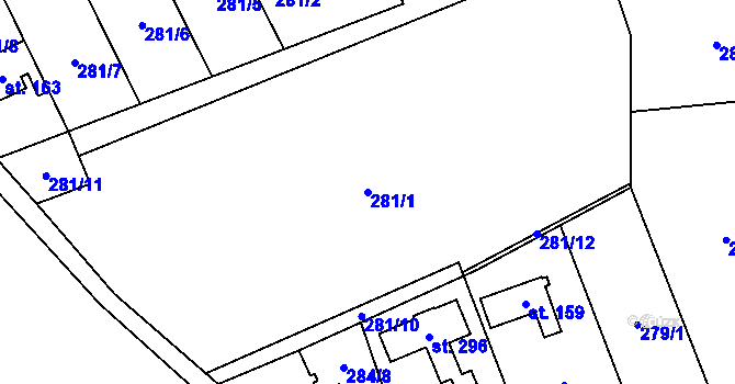 Parcela st. 281/1 v KÚ Bukovinka, Katastrální mapa