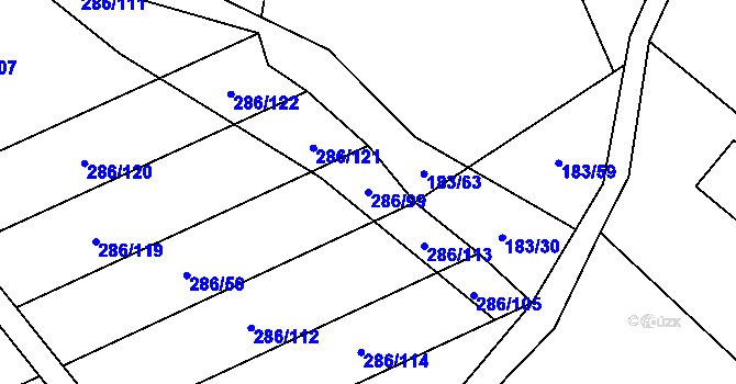 Parcela st. 286/99 v KÚ Bukovinka, Katastrální mapa