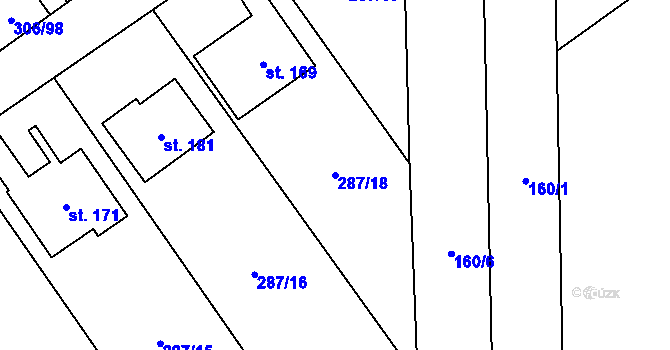 Parcela st. 287/18 v KÚ Bukovinka, Katastrální mapa