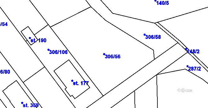Parcela st. 306/56 v KÚ Bukovinka, Katastrální mapa