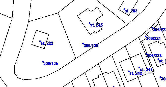 Parcela st. 306/136 v KÚ Bukovinka, Katastrální mapa