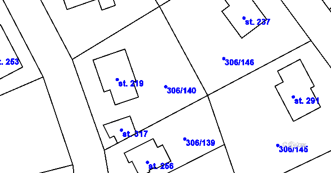 Parcela st. 306/140 v KÚ Bukovinka, Katastrální mapa