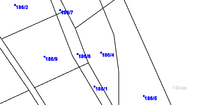 Parcela st. 186/4 v KÚ Bukovinka, Katastrální mapa