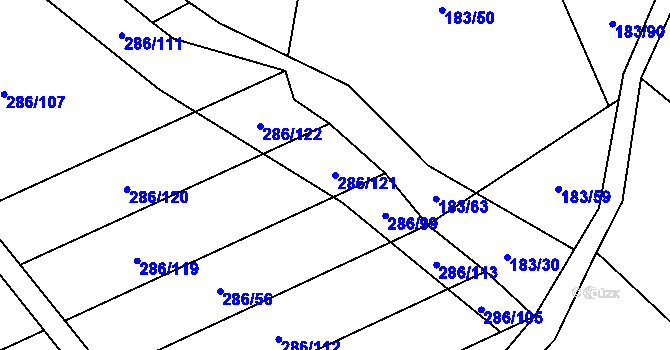 Parcela st. 286/121 v KÚ Bukovinka, Katastrální mapa