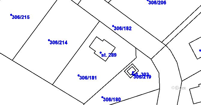 Parcela st. 289 v KÚ Bukovinka, Katastrální mapa