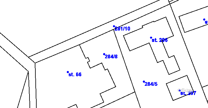 Parcela st. 284/8 v KÚ Bukovinka, Katastrální mapa