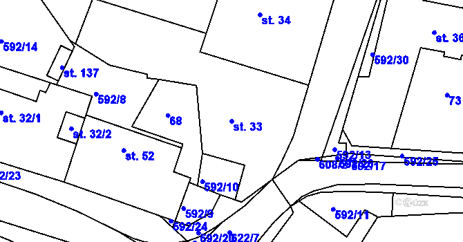 Parcela st. 33 v KÚ Bukovka, Katastrální mapa