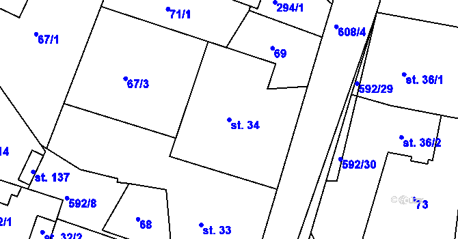Parcela st. 34 v KÚ Bukovka, Katastrální mapa