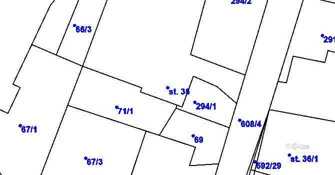 Parcela st. 35 v KÚ Bukovka, Katastrální mapa