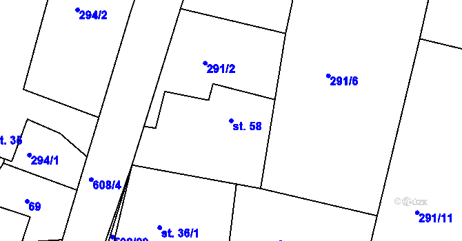 Parcela st. 58 v KÚ Bukovka, Katastrální mapa