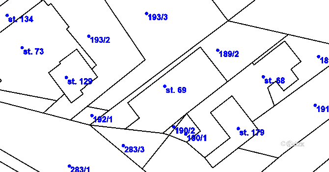 Parcela st. 69 v KÚ Bukovka, Katastrální mapa