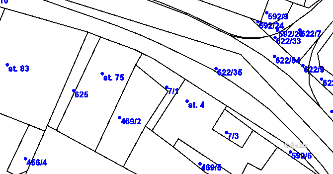 Parcela st. 7/1 v KÚ Bukovka, Katastrální mapa
