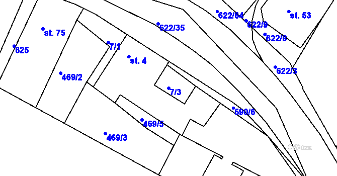 Parcela st. 7/3 v KÚ Bukovka, Katastrální mapa