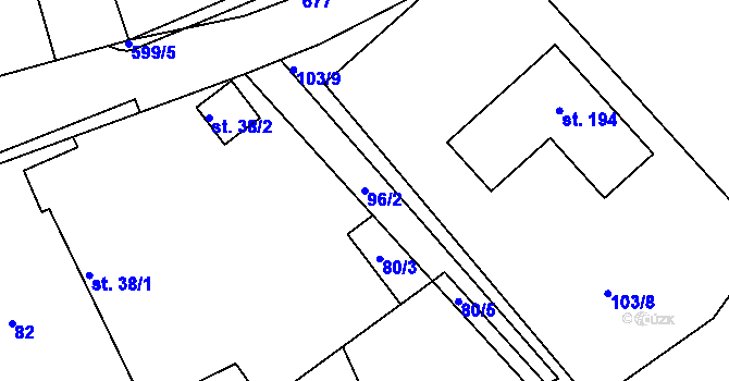 Parcela st. 96/2 v KÚ Bukovka, Katastrální mapa