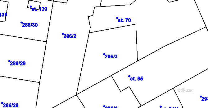 Parcela st. 286/3 v KÚ Bukovka, Katastrální mapa