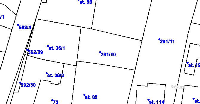 Parcela st. 291/10 v KÚ Bukovka, Katastrální mapa