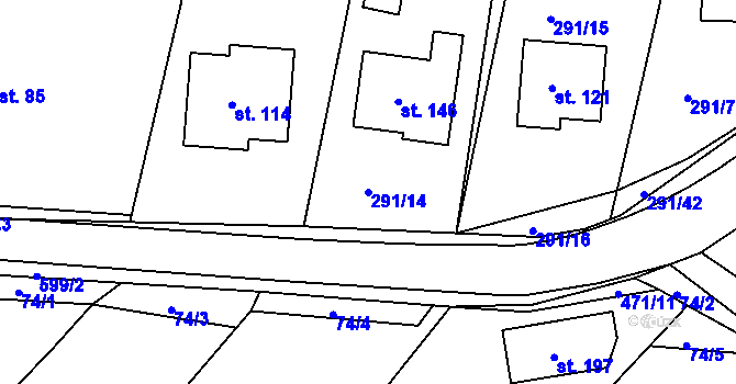 Parcela st. 291/14 v KÚ Bukovka, Katastrální mapa