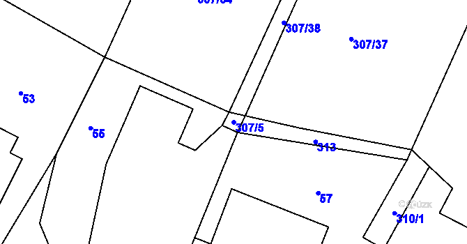 Parcela st. 307/5 v KÚ Bukovka, Katastrální mapa