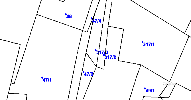 Parcela st. 317/3 v KÚ Bukovka, Katastrální mapa
