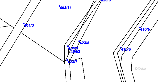 Parcela st. 423/5 v KÚ Bukovka, Katastrální mapa