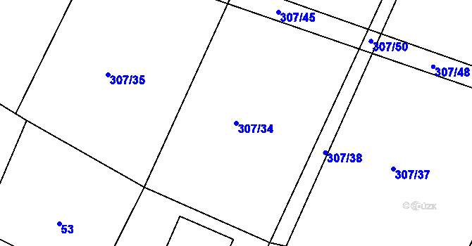 Parcela st. 307/34 v KÚ Bukovka, Katastrální mapa