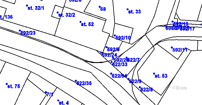 Parcela st. 592/24 v KÚ Bukovka, Katastrální mapa