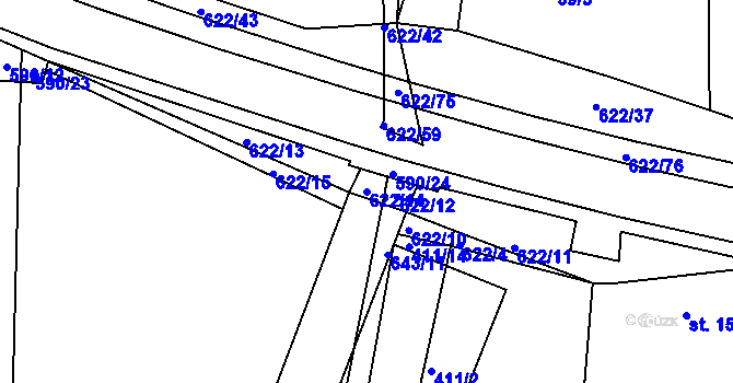 Parcela st. 622/14 v KÚ Bukovka, Katastrální mapa