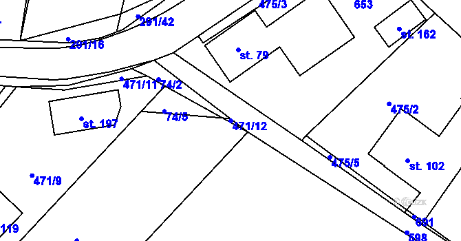 Parcela st. 471/12 v KÚ Bukovka, Katastrální mapa