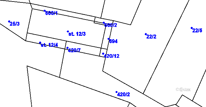 Parcela st. 420/12 v KÚ Bukovka, Katastrální mapa