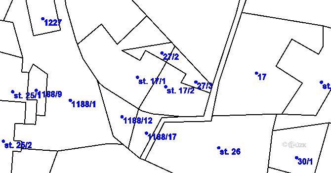 Parcela st. 17/2 v KÚ Bukovník, Katastrální mapa