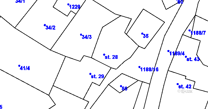 Parcela st. 28 v KÚ Bukovník, Katastrální mapa